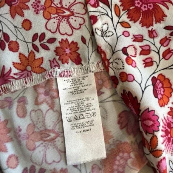 Ann Taylor Factory Floral Blouse Cottagecore Boho Peasant Women's Large - Picture 5 of 11